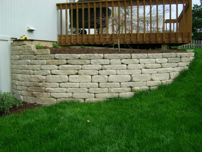 Retaining wall, landscaping