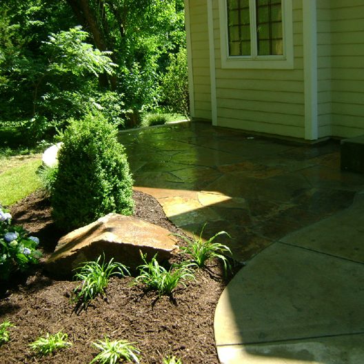 Natural stone paving, backyard landscaping
