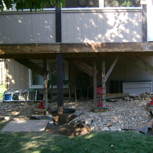 Wooden deck in in progress