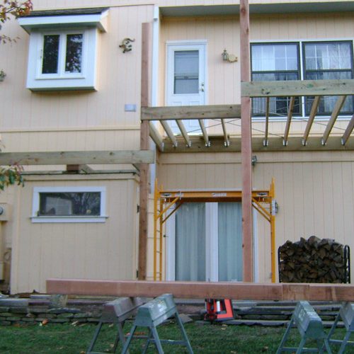 Wooden deck in in progress